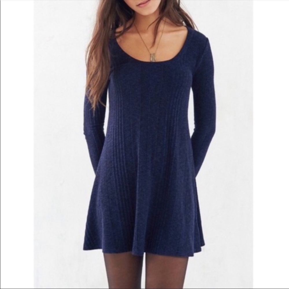 BDG Ribbed Sweater Dress Blue - Urban Outfitters
